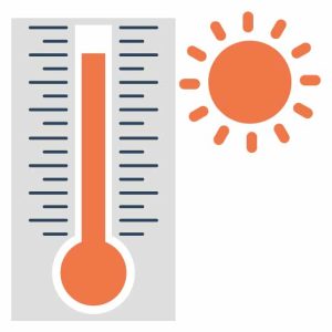 高温を示す温度計と太陽のイラスト,フリー素材,無料
